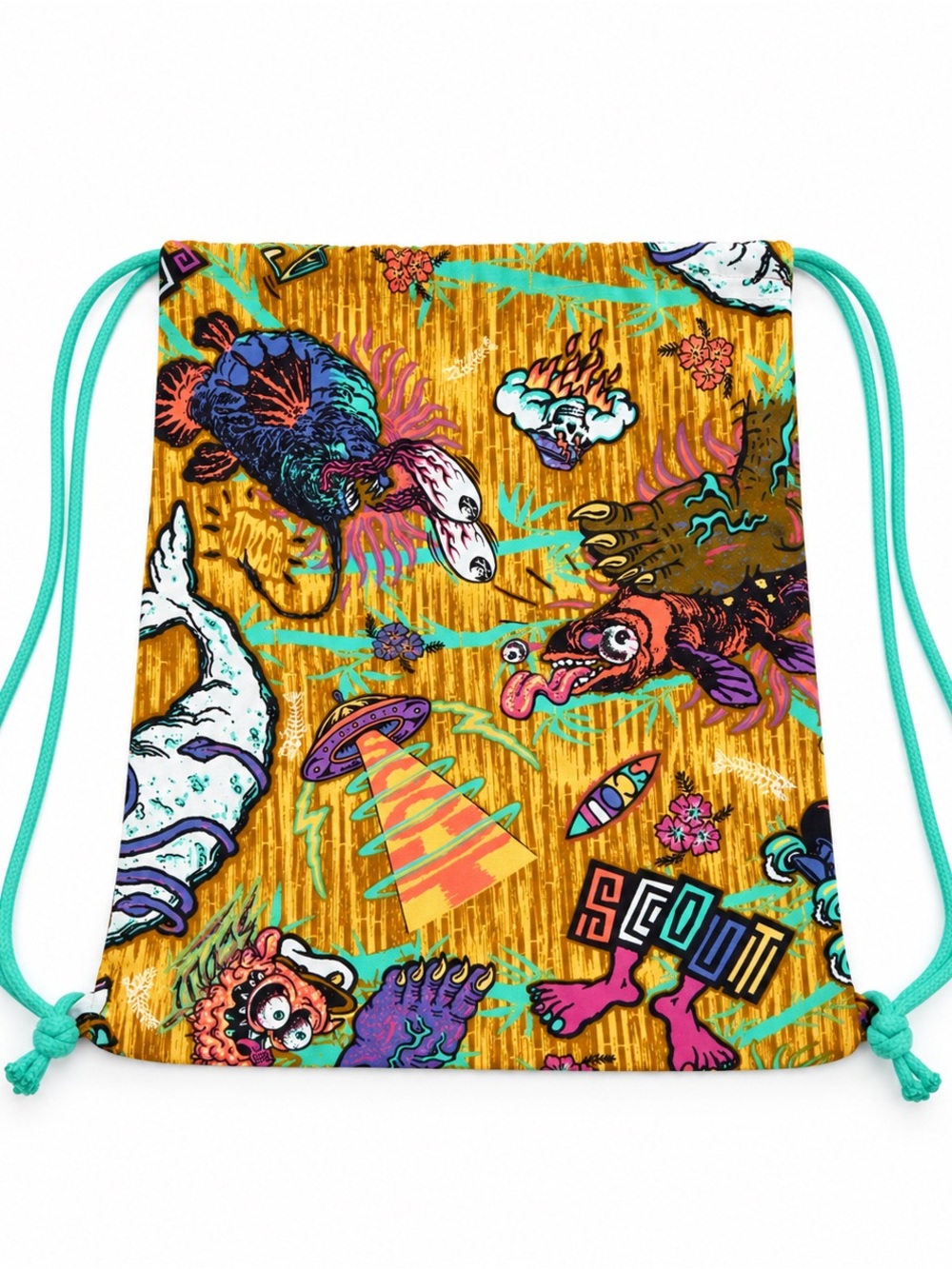 Scout Italian Cinch Drawstring Backpack | Rare Psychedelic Narwhal Bag